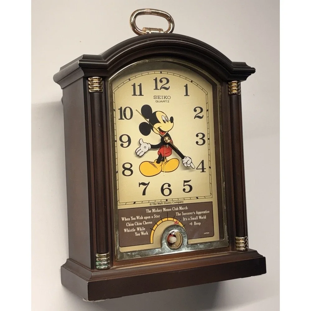 Seiko Japan Disney Mickey Mouse Clock Alarm Quartz Musical Tested Works READ